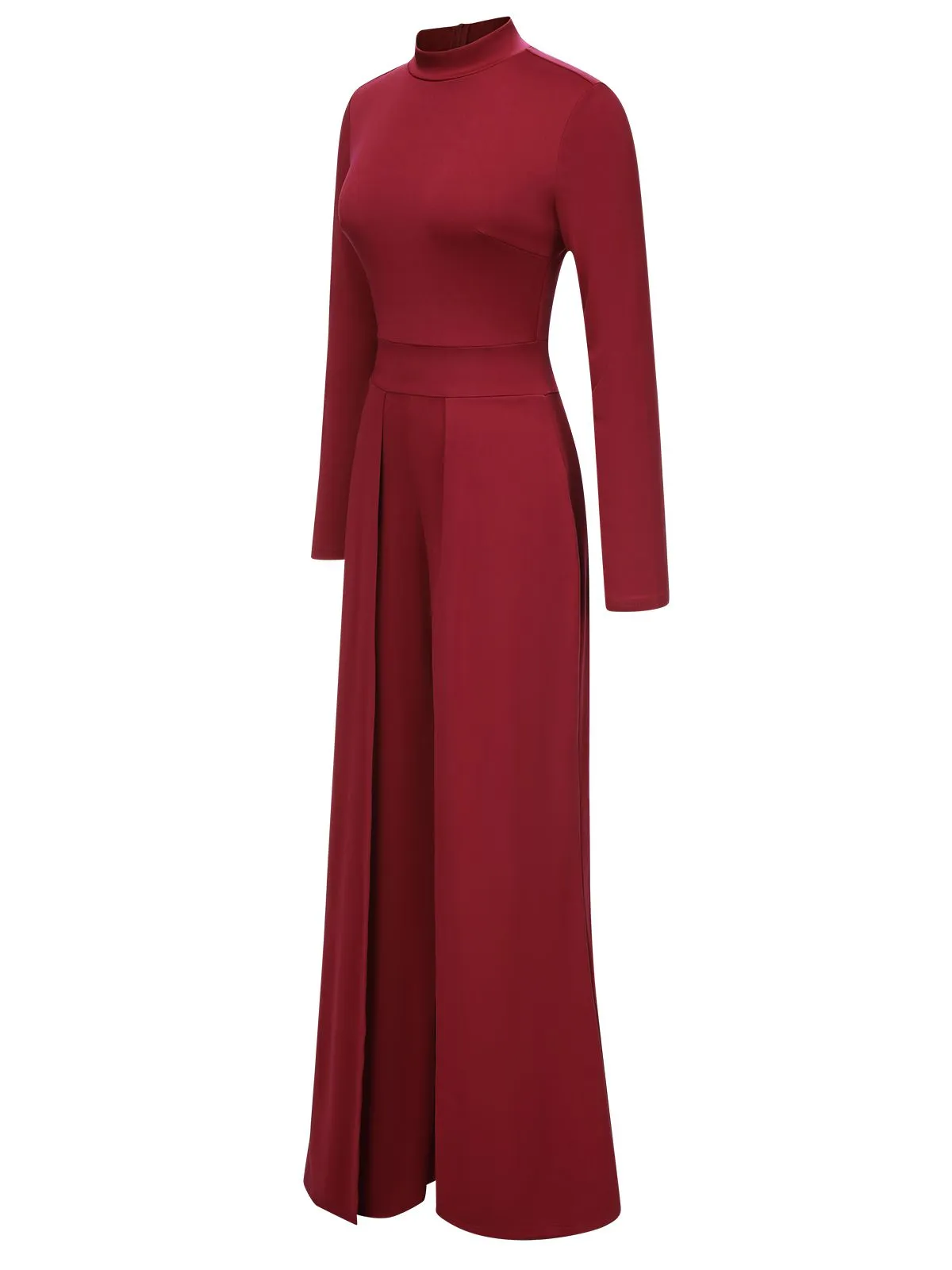 1930s Stand Collar Long Sleeve Wide Leg Jumpsuit