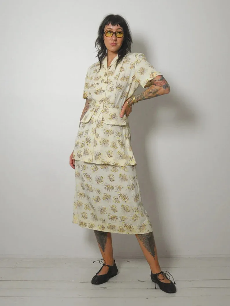 1940's Dock & Ship Print Dress