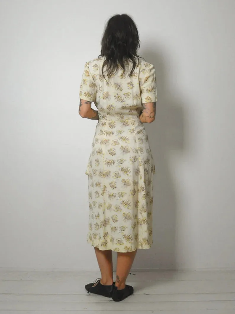 1940's Dock & Ship Print Dress