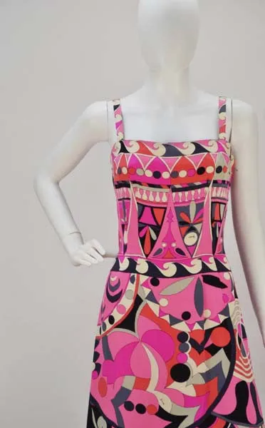 1960s Emilio Pucci Silk Jersey Multi Color Maxi Dress