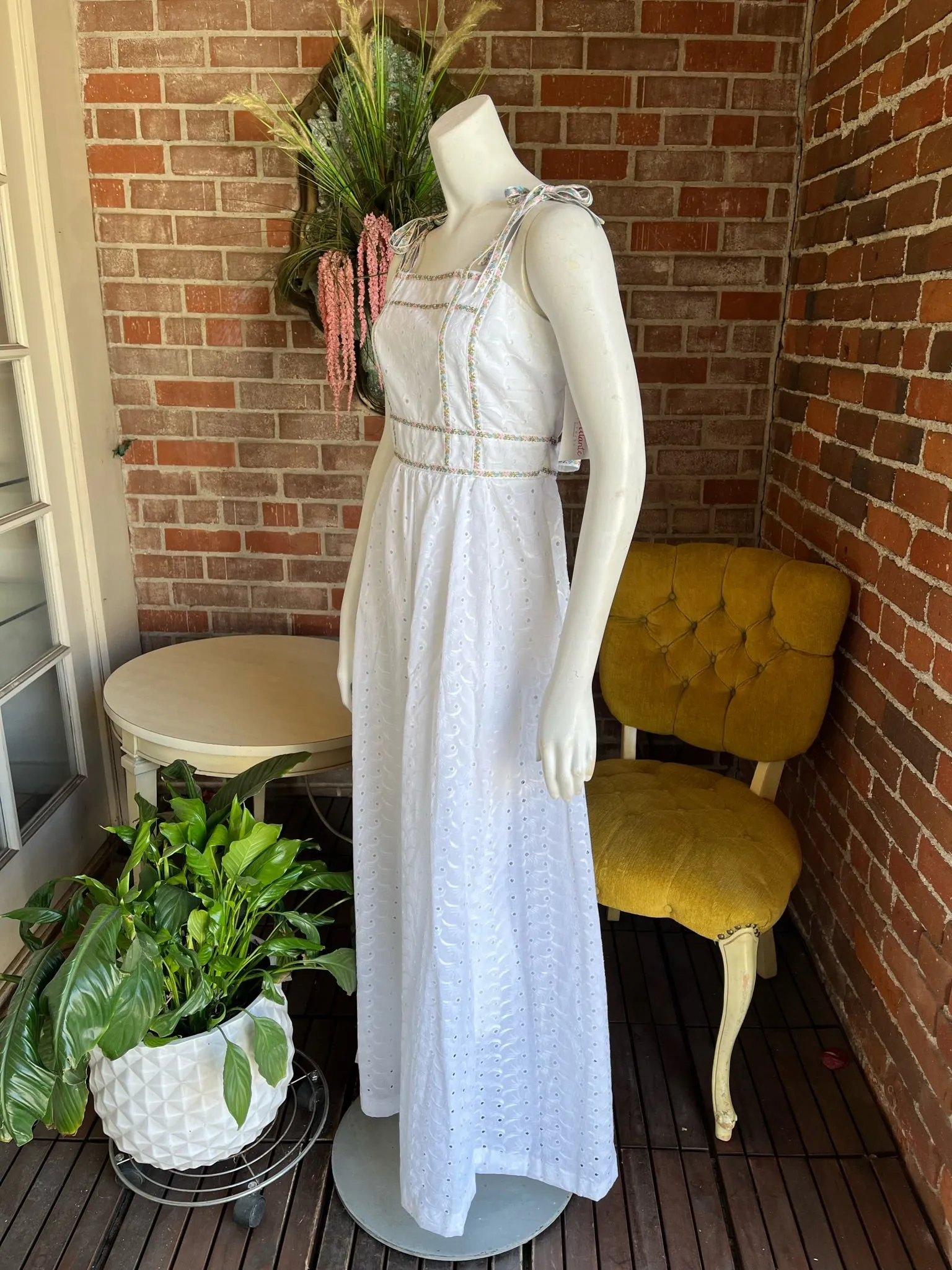 1970s Eyelet Maxi Dress