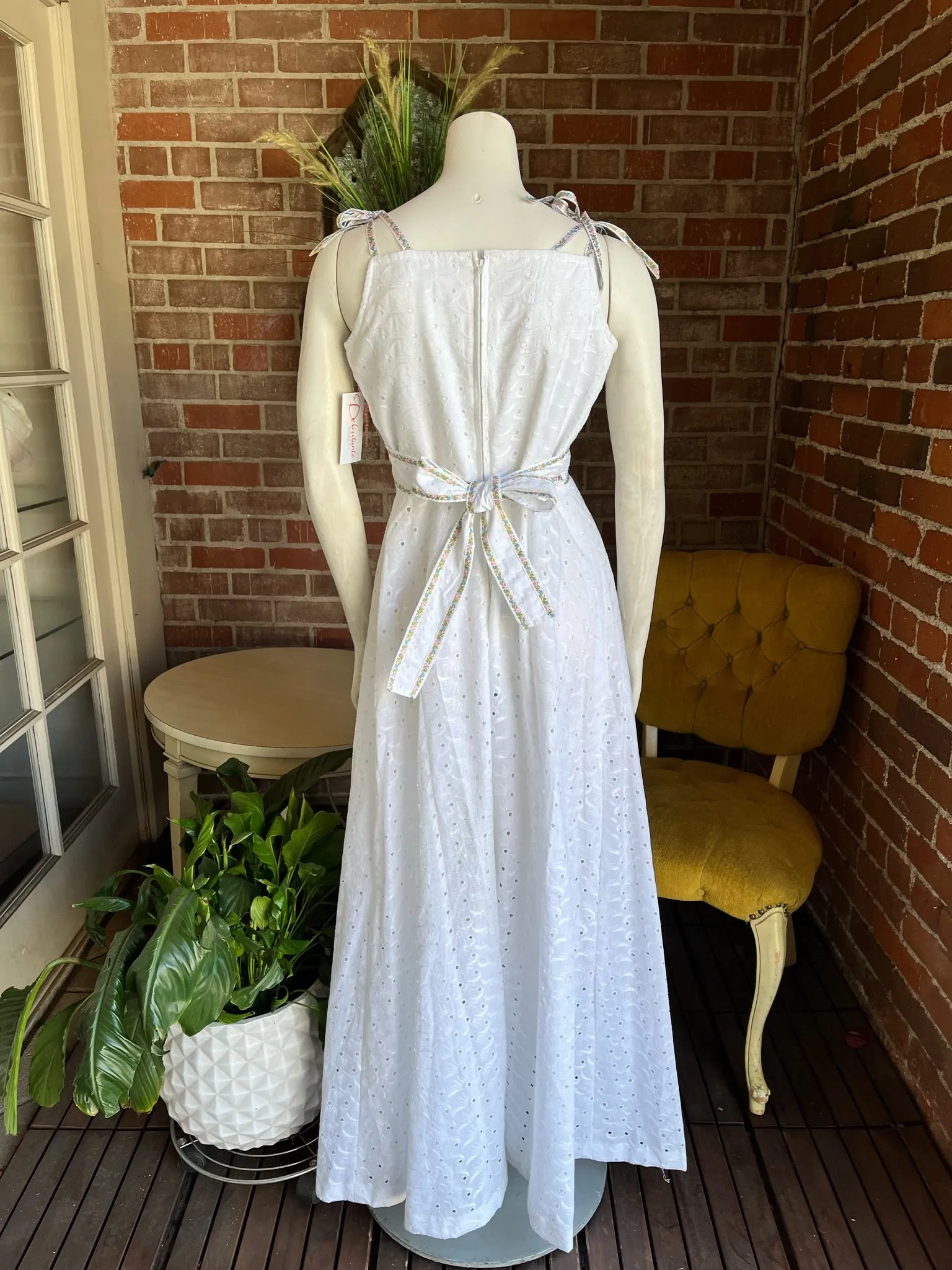 1970s Eyelet Maxi Dress