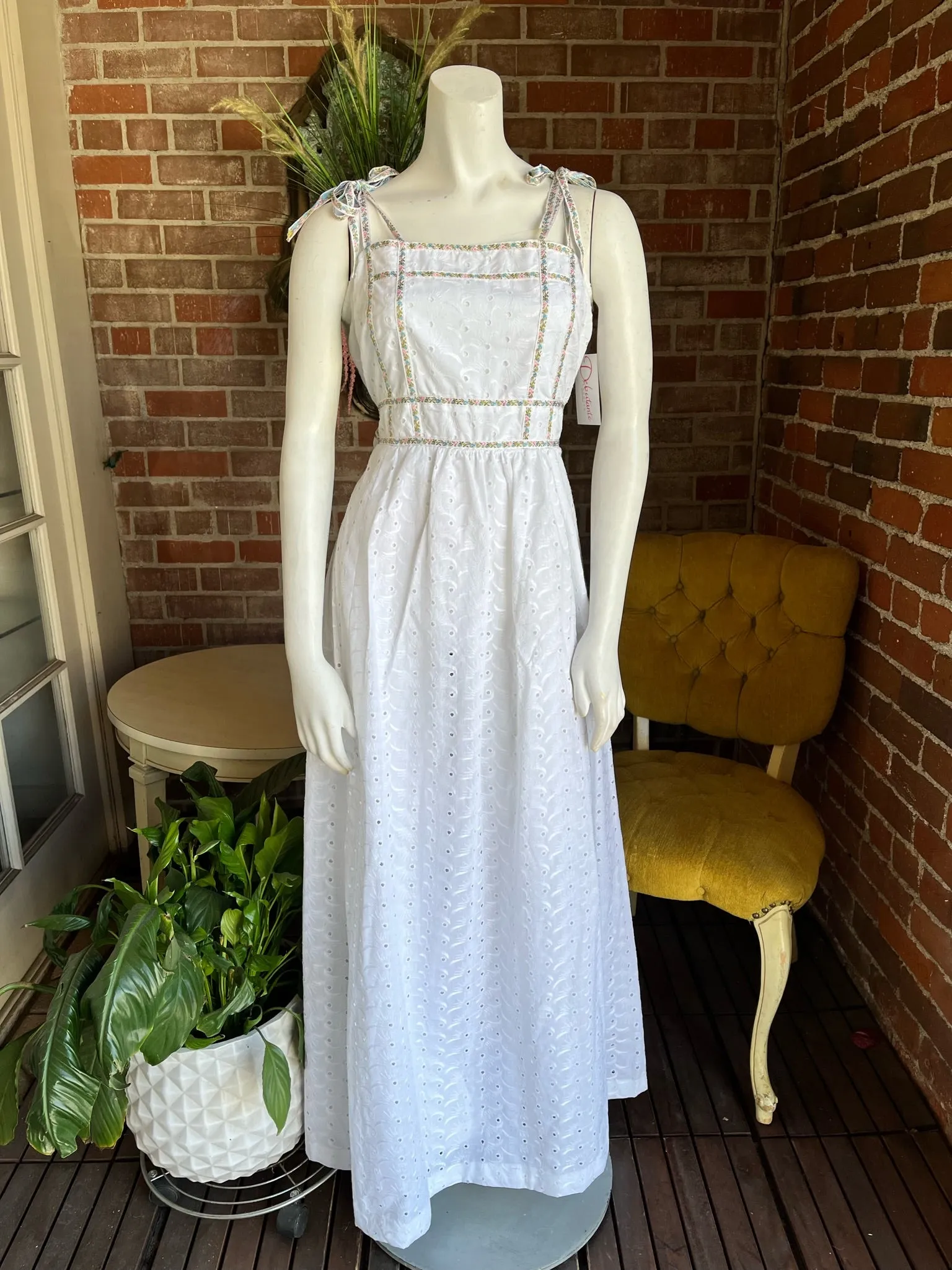 1970s Eyelet Maxi Dress