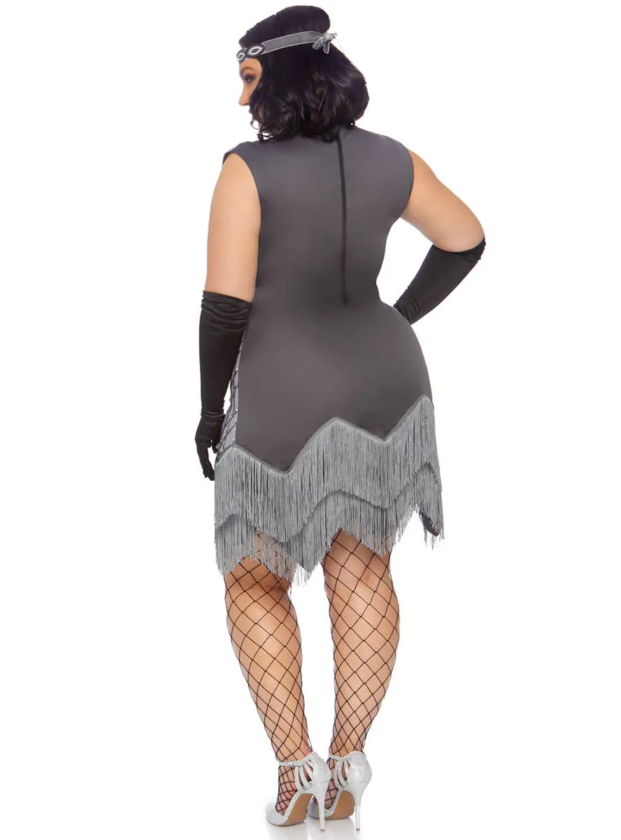 20s Roaring Roxy Plus Size Womens Silver Great Gatsby Costume