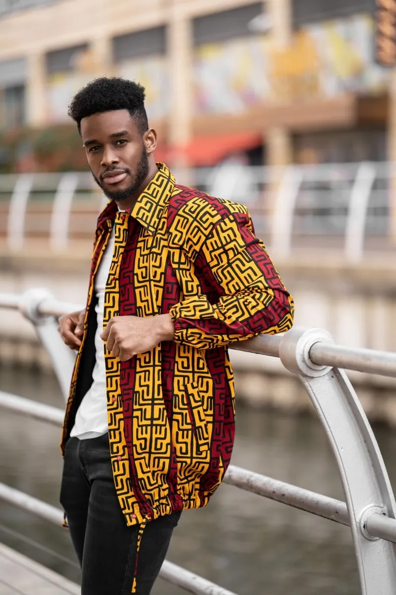 African Summer Puffer Jacket In Red & Orange