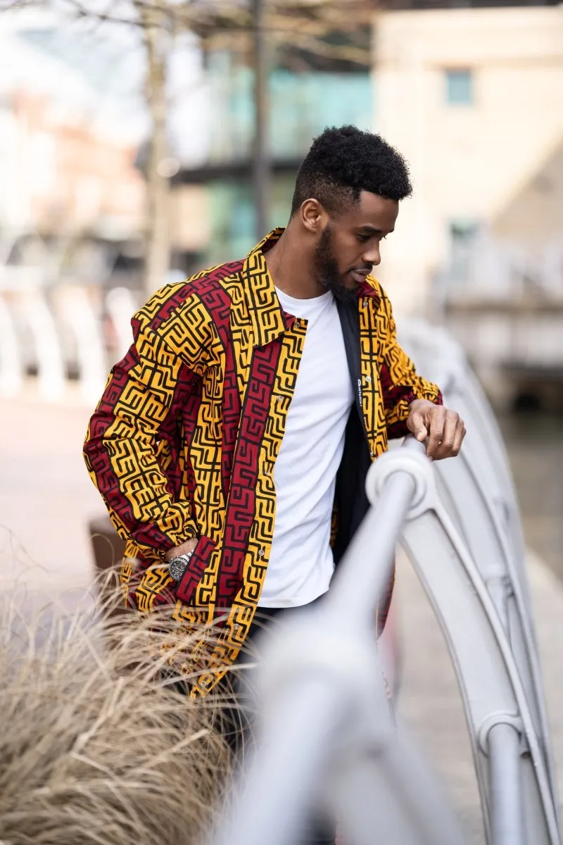 African Summer Puffer Jacket In Red & Orange