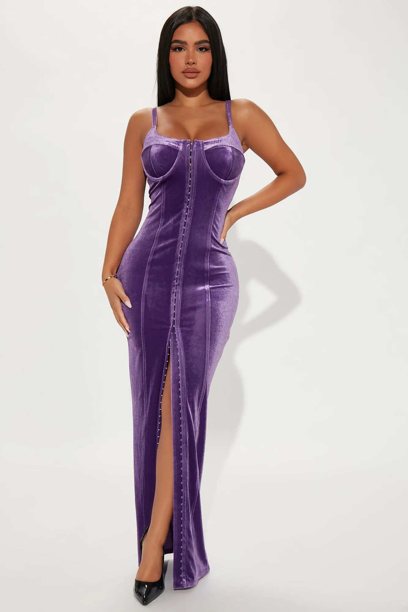 Agnes Velvet Maxi Dress - Purple