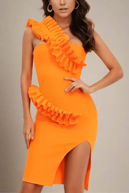 Aimee Bodycon Dress - Apricot Orange