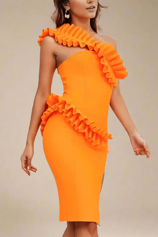 Aimee Bodycon Dress - Apricot Orange