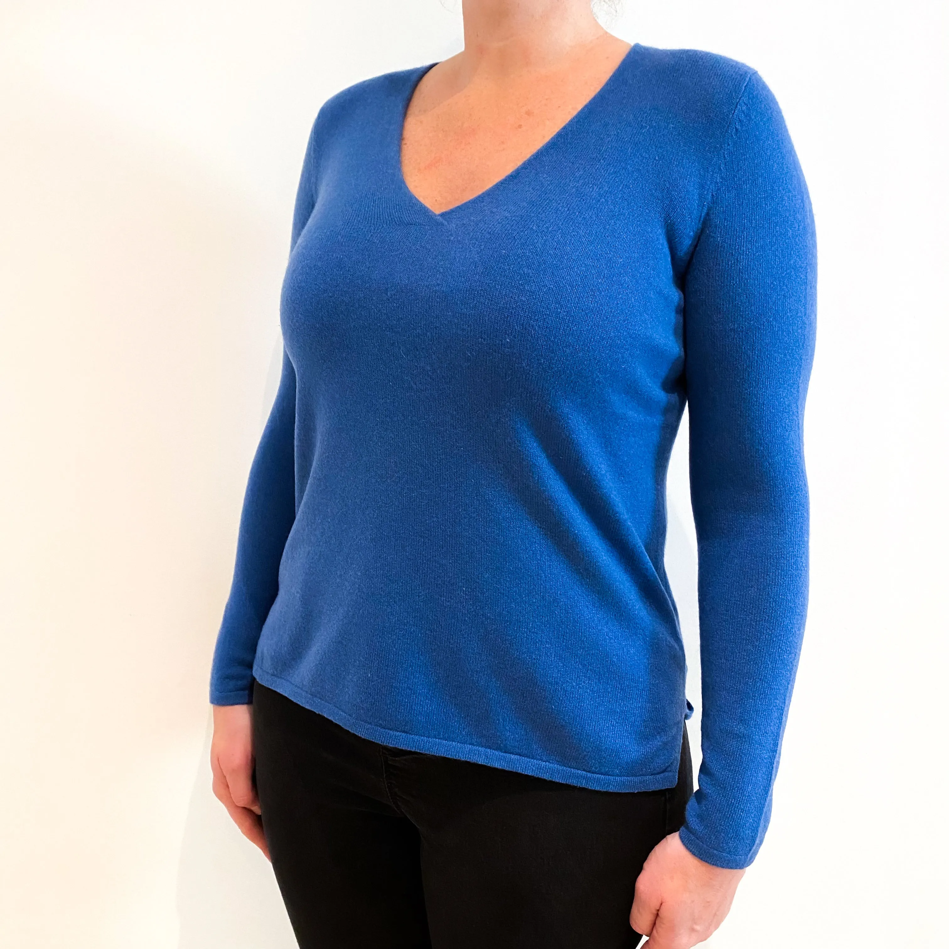 Airforce Blue Cashmere V-Neck Jumper Large