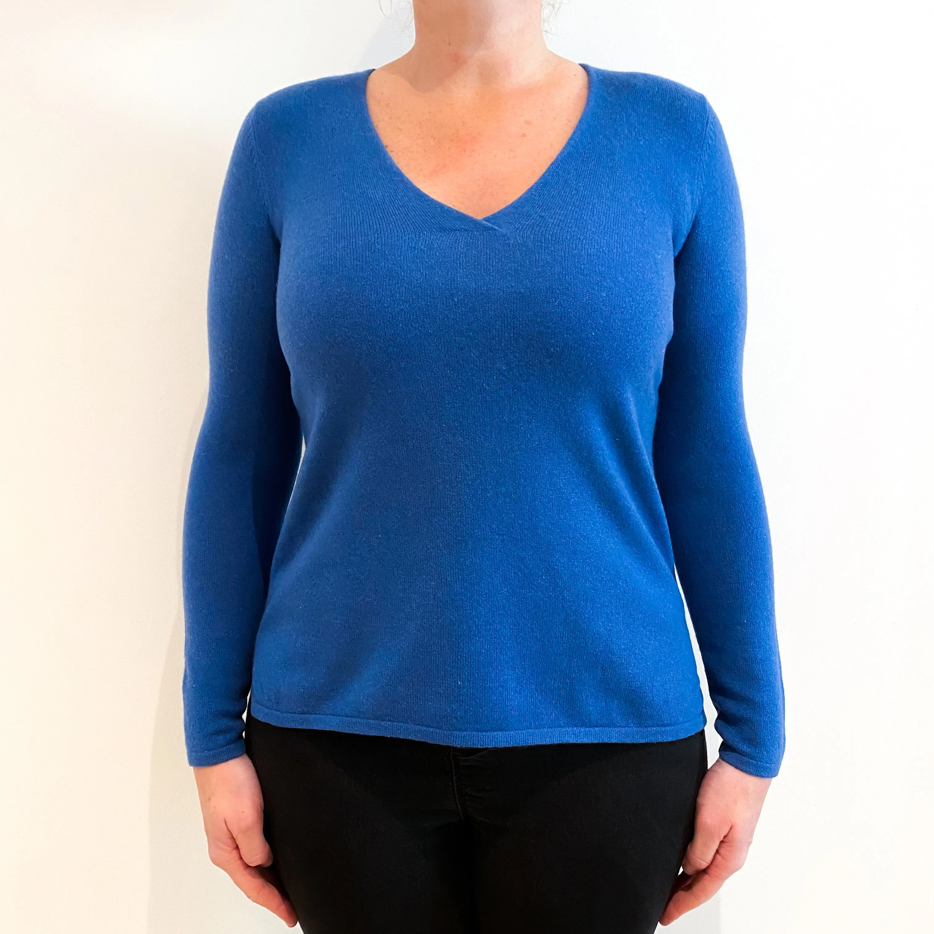 Airforce Blue Cashmere V-Neck Jumper Large