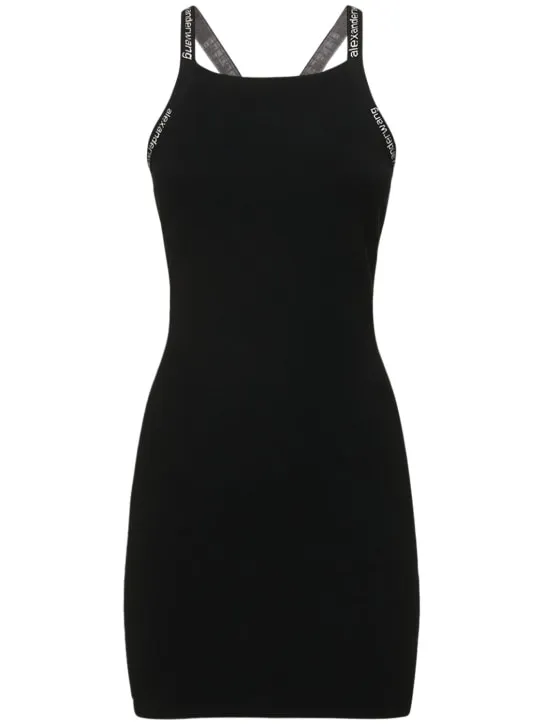 Alexander Wang   Stretch viscose mini dress w/logo detail 