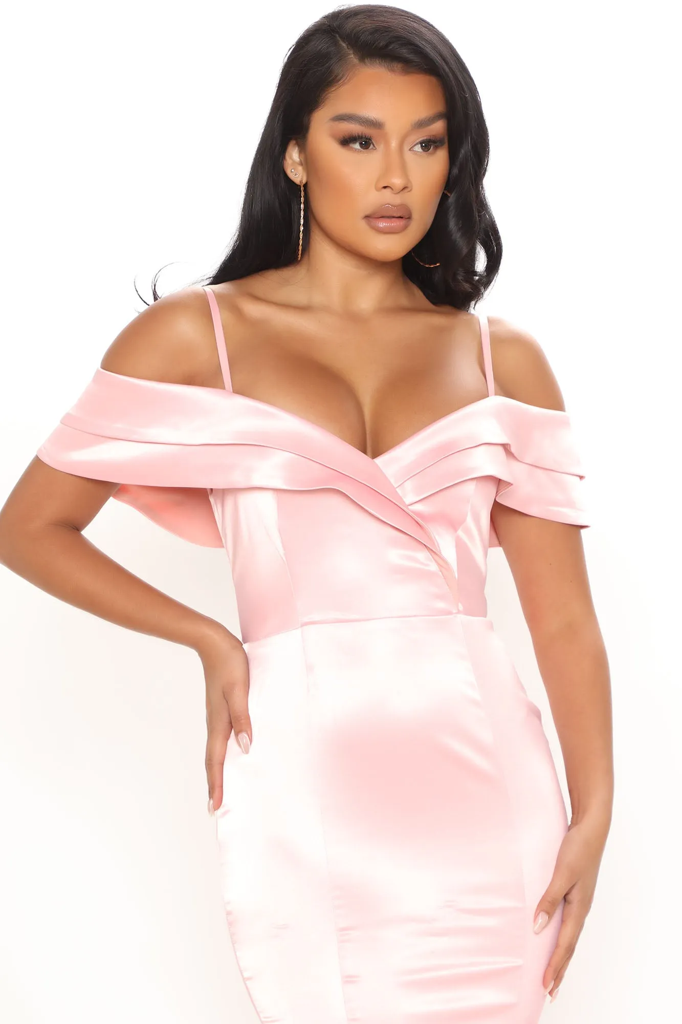 Alexandra Satin Maxi Dress - Pink