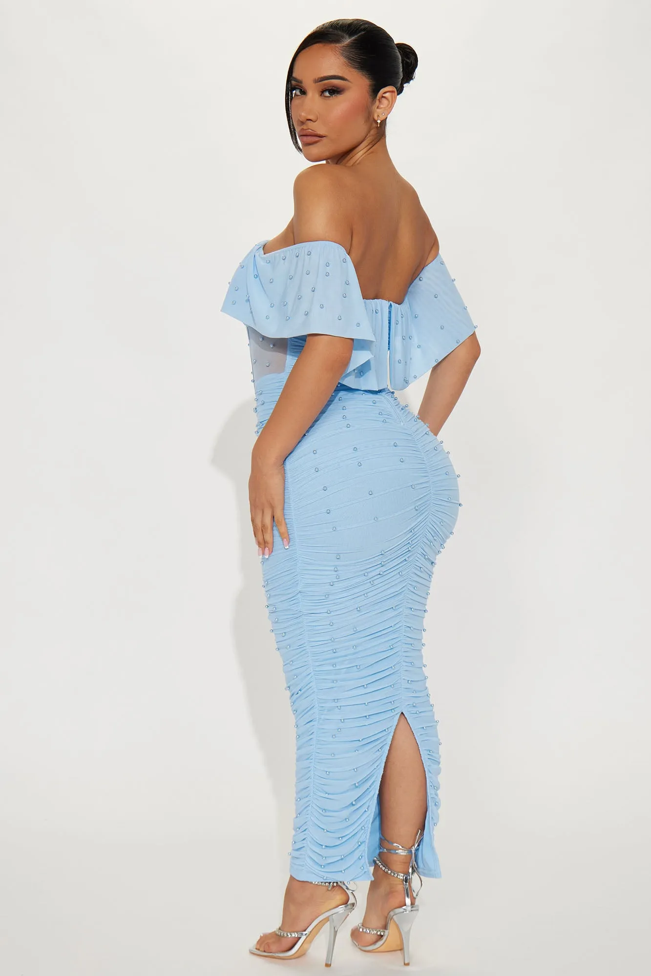 All An Illusion Pearl Maxi Dress - Light Blue