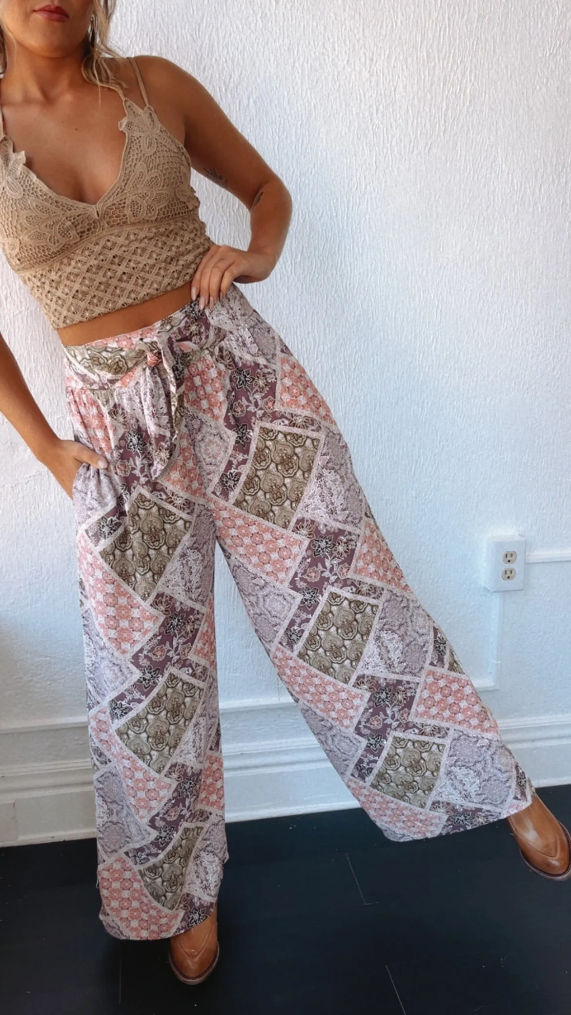 All Things Boho Printed Pant, Mauve