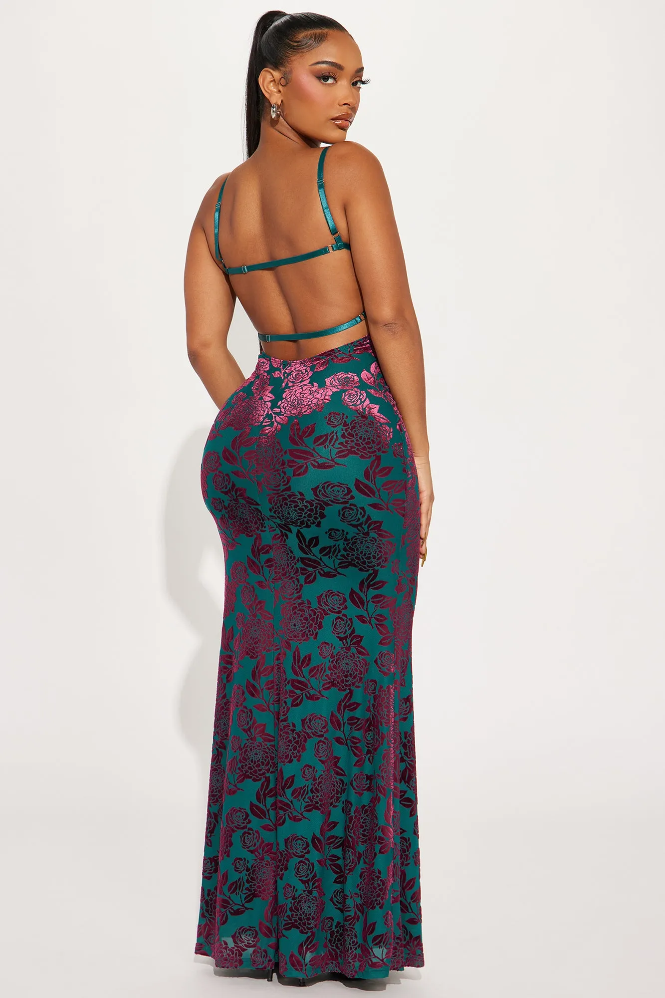 Allison Mesh Maxi Dress - Teal/combo