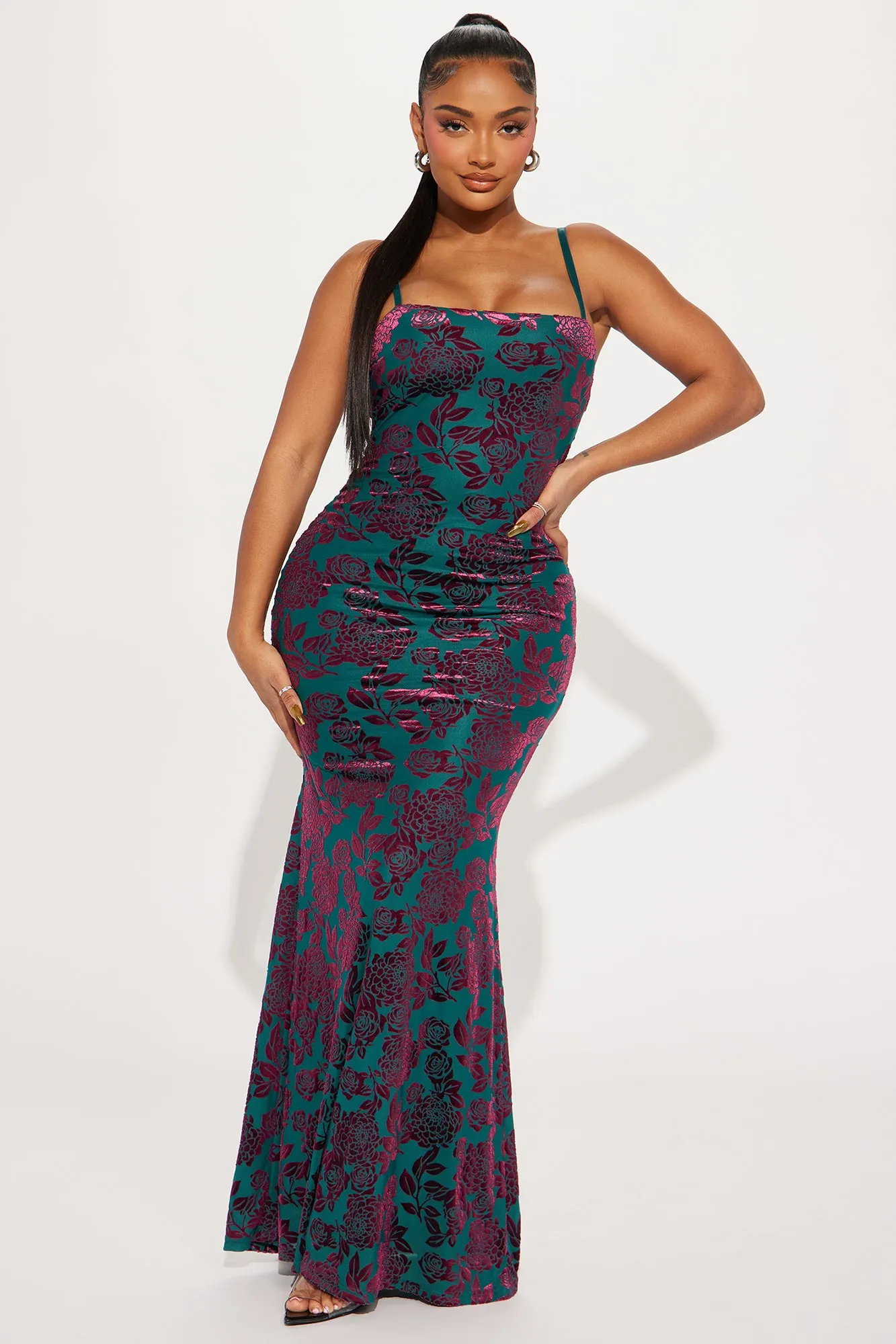 Allison Mesh Maxi Dress - Teal/combo