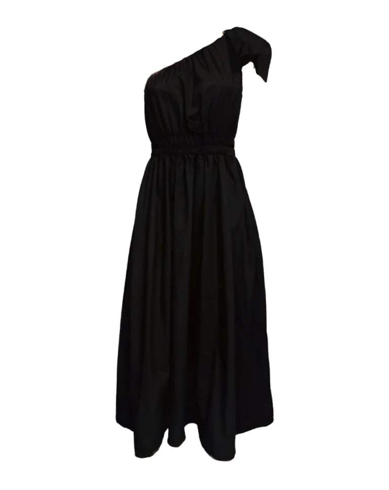 Angelina One Shoulder Maxi Dress - Black