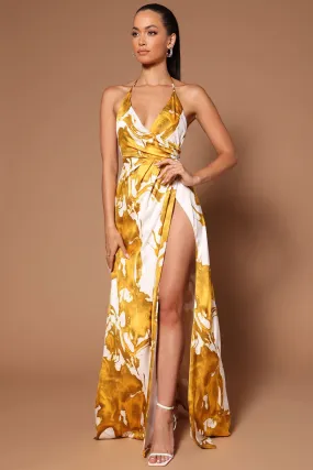 Anna Sleeveless Maxi Dress - White/Gold