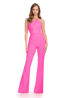 Ashley Lauren 11835 Formal Scuba Jumpsuit Pageant Asymmetrical Neck Strapless Interview