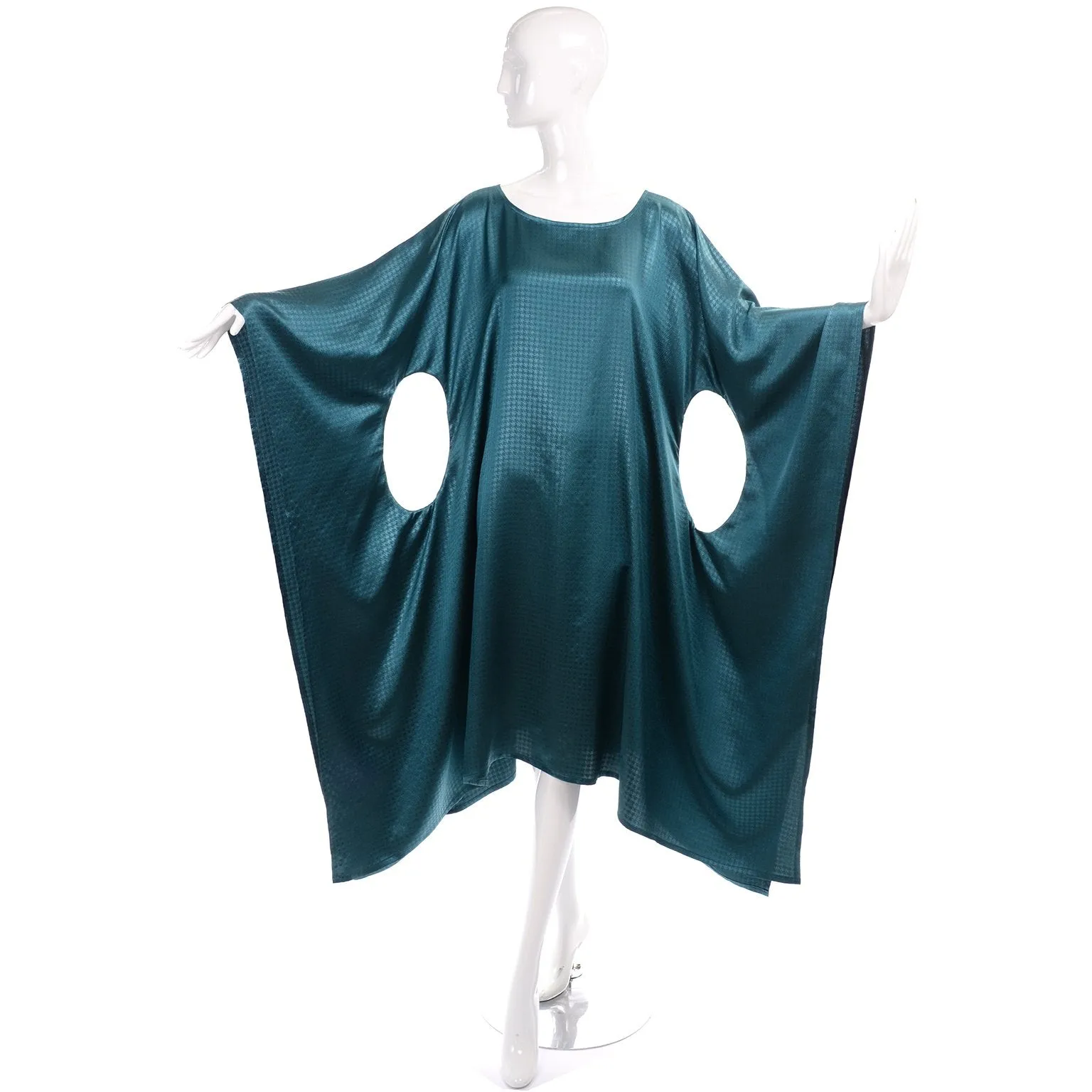 Avant Garde Teal Green Caftan Style Dress w/ Circle Cutout Sides