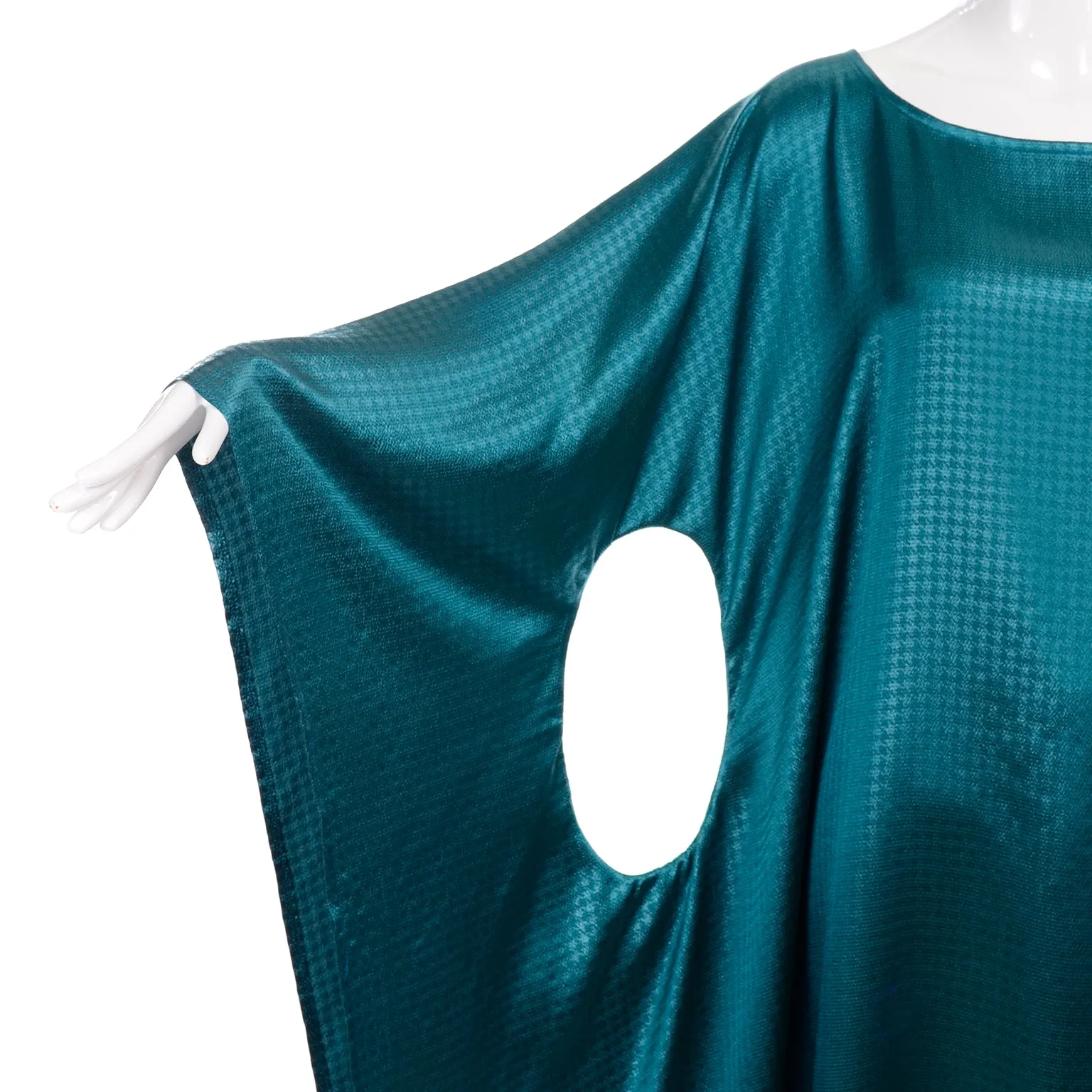 Avant Garde Teal Green Caftan Style Dress w/ Circle Cutout Sides