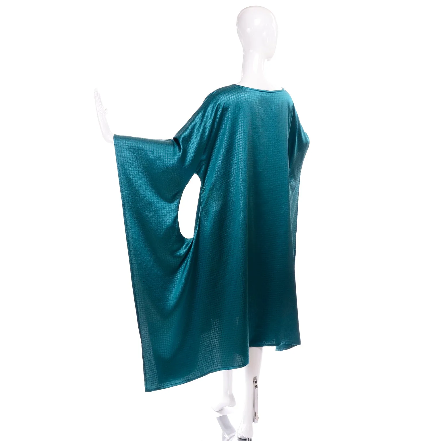 Avant Garde Teal Green Caftan Style Dress w/ Circle Cutout Sides