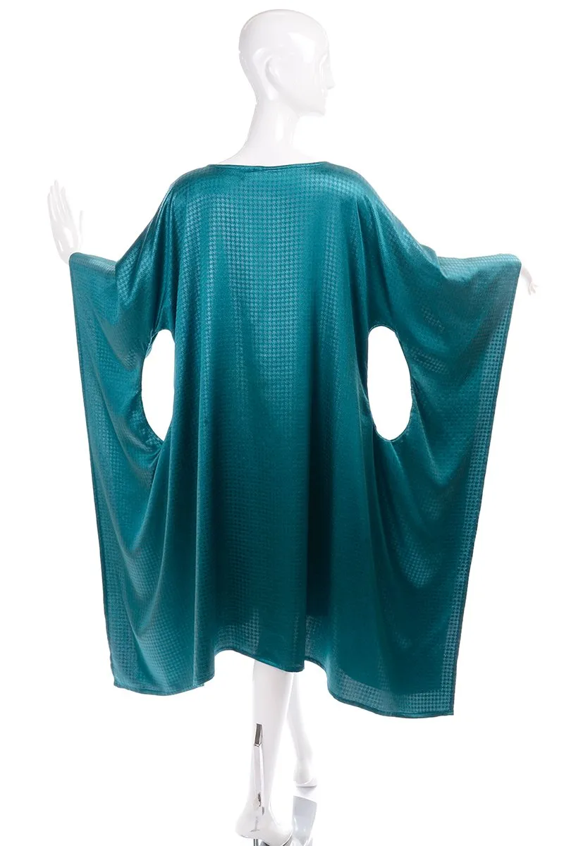 Avant Garde Teal Green Caftan Style Dress w/ Circle Cutout Sides