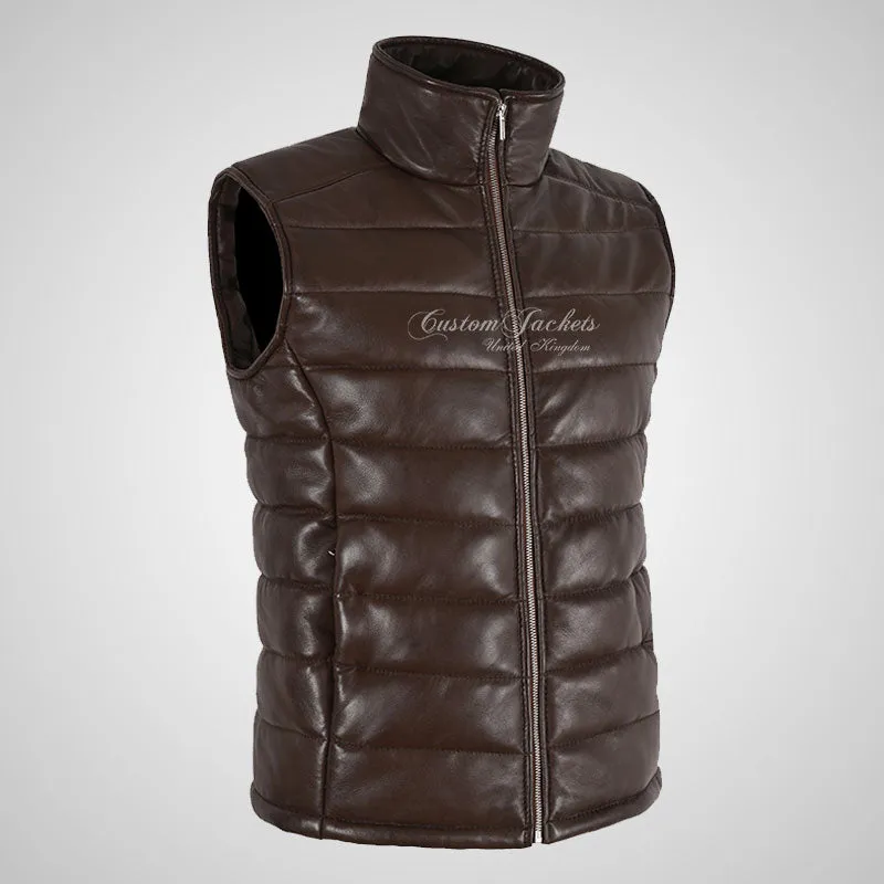 BELGRADE Ladies Puffer Leather Gilet Soft Leather Padded Vest