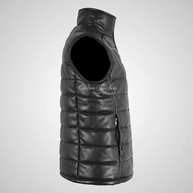 BELGRADE Ladies Puffer Leather Gilet Soft Leather Padded Vest