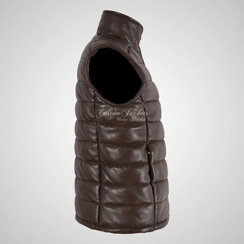 BELGRADE Ladies Puffer Leather Gilet Soft Leather Padded Vest