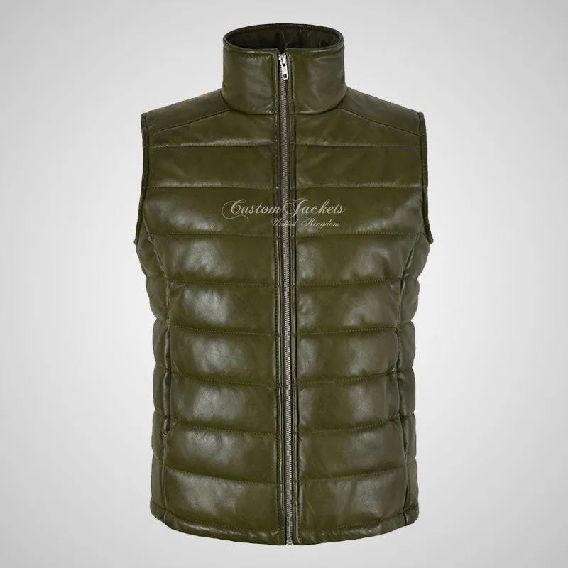 BELGRADE Ladies Puffer Leather Gilet Soft Leather Padded Vest