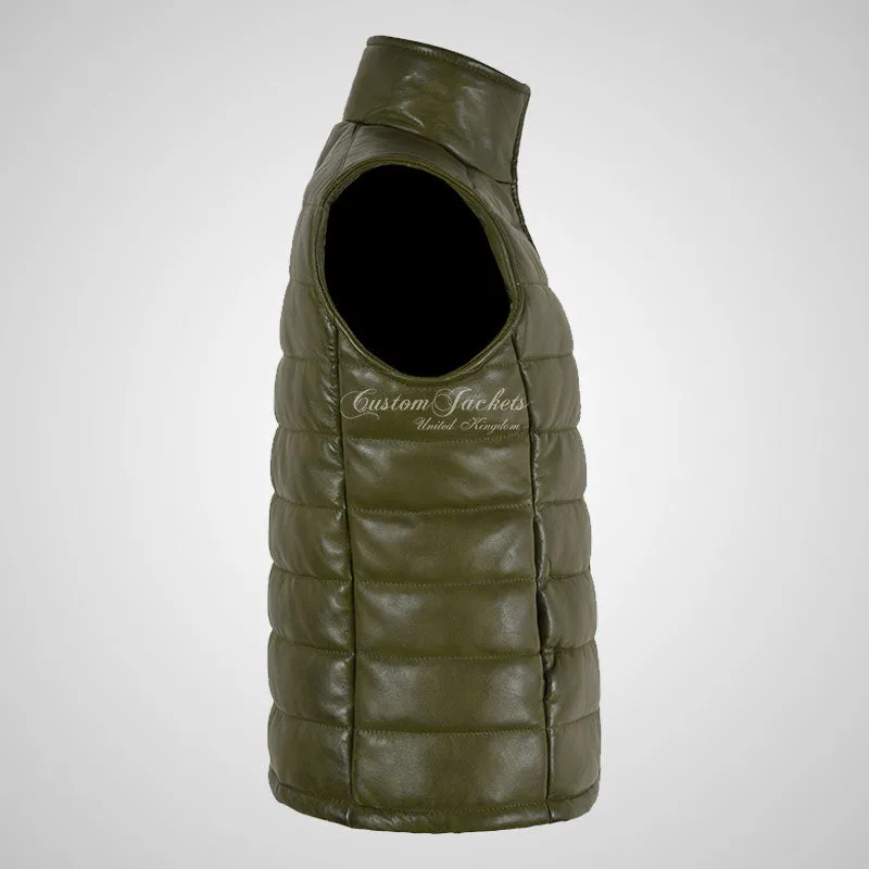 BELGRADE Ladies Puffer Leather Gilet Soft Leather Padded Vest