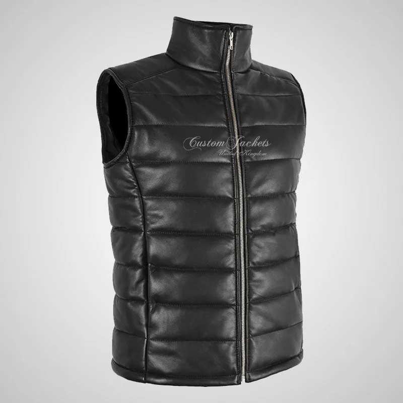 BELGRADE Ladies Puffer Leather Gilet Soft Leather Padded Vest