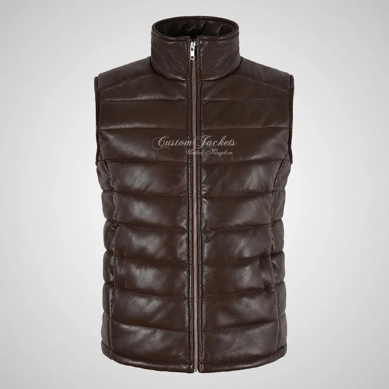 BELGRADE Ladies Puffer Leather Gilet Soft Leather Padded Vest