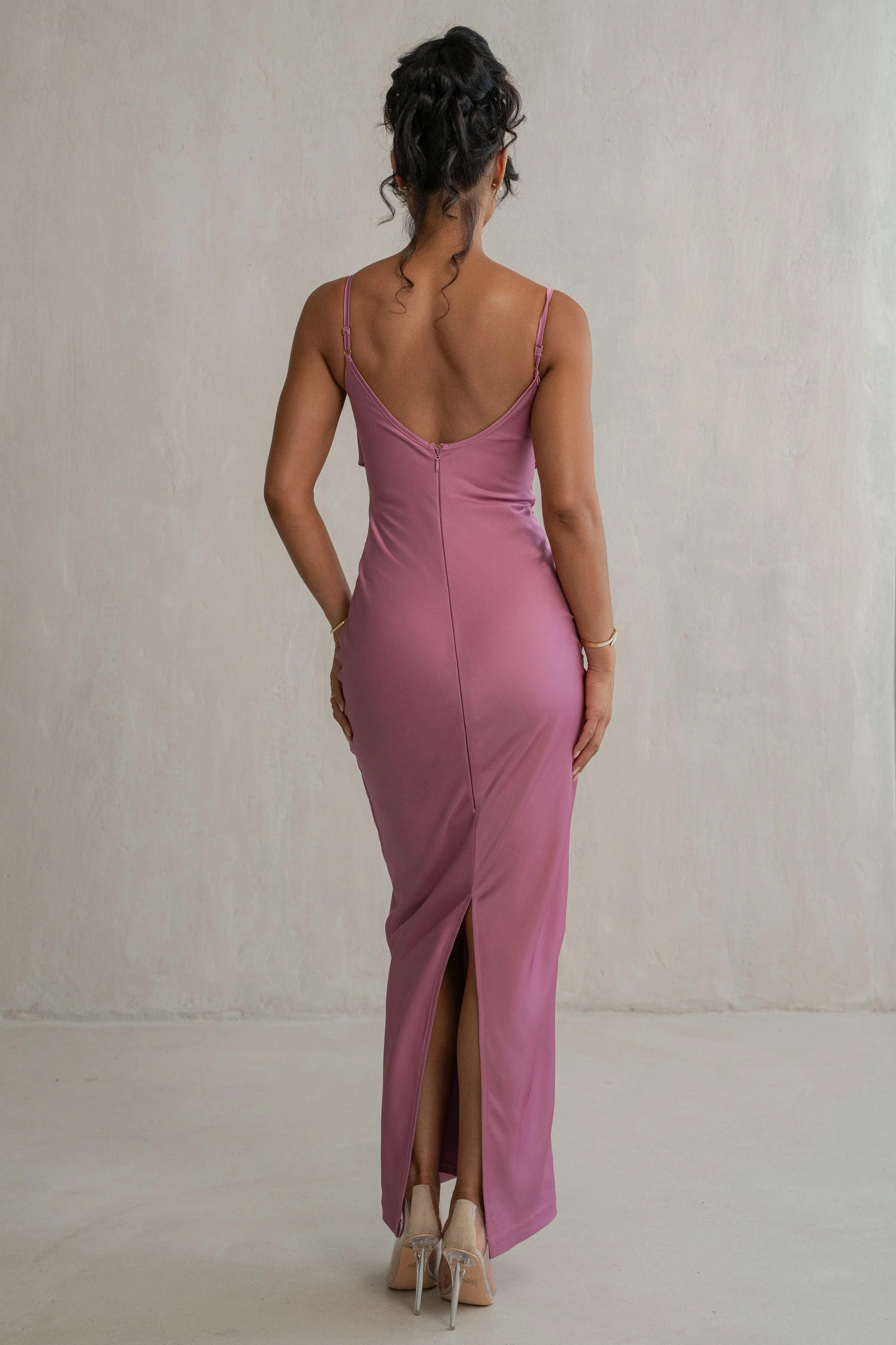 Berry Unveiled Satin Maxi Dress