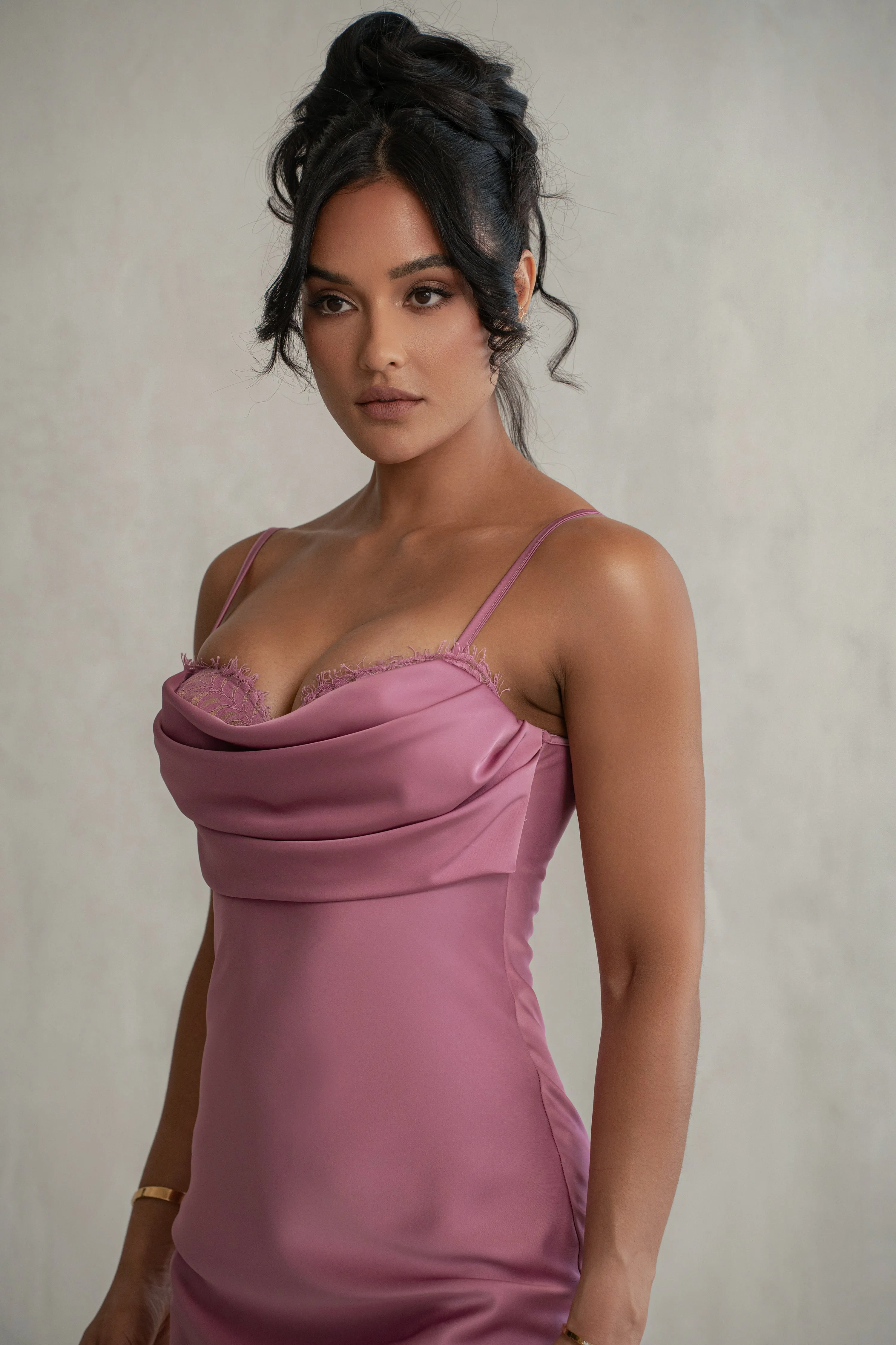 Berry Unveiled Satin Maxi Dress