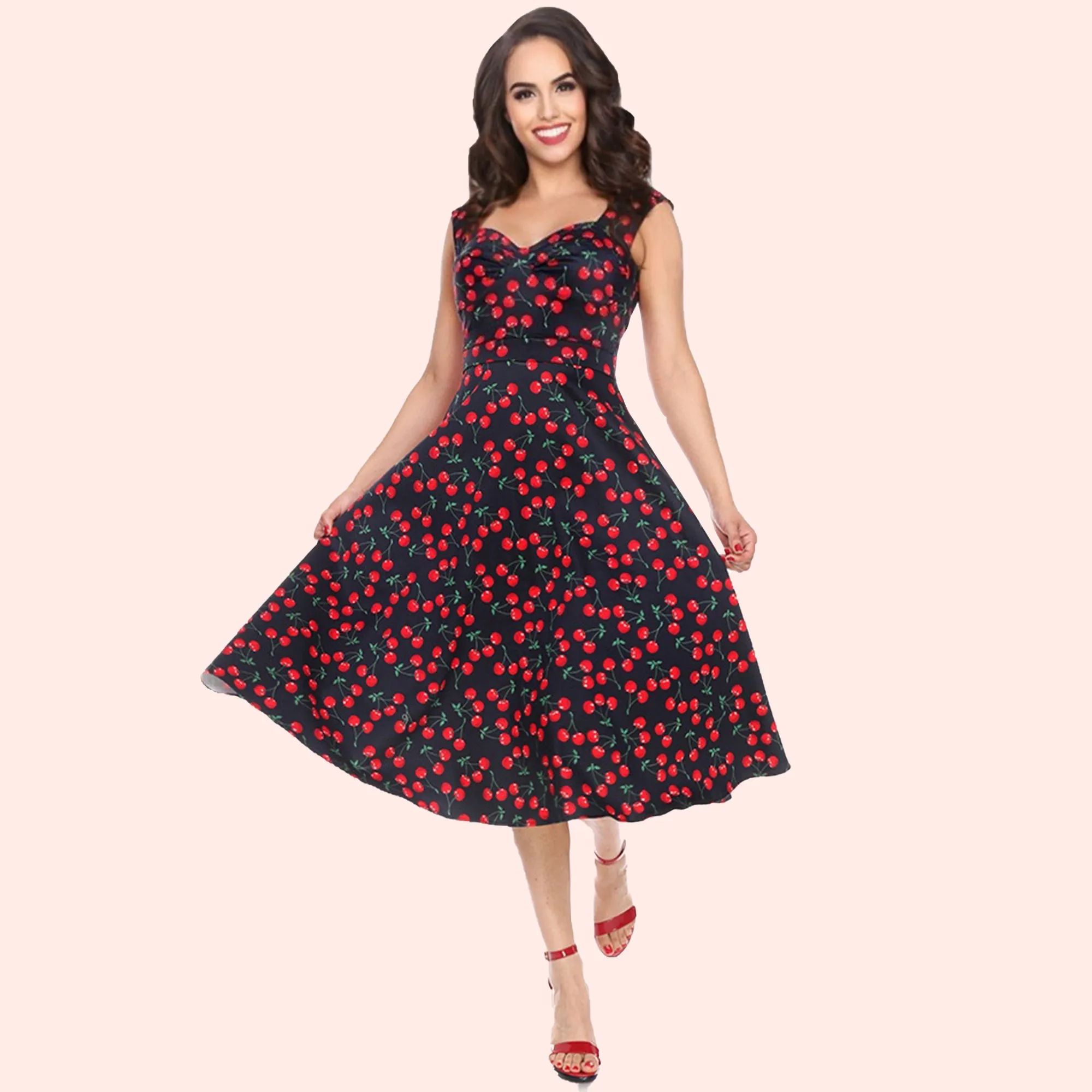 Bettie on Holiday Dress in Black Cherries