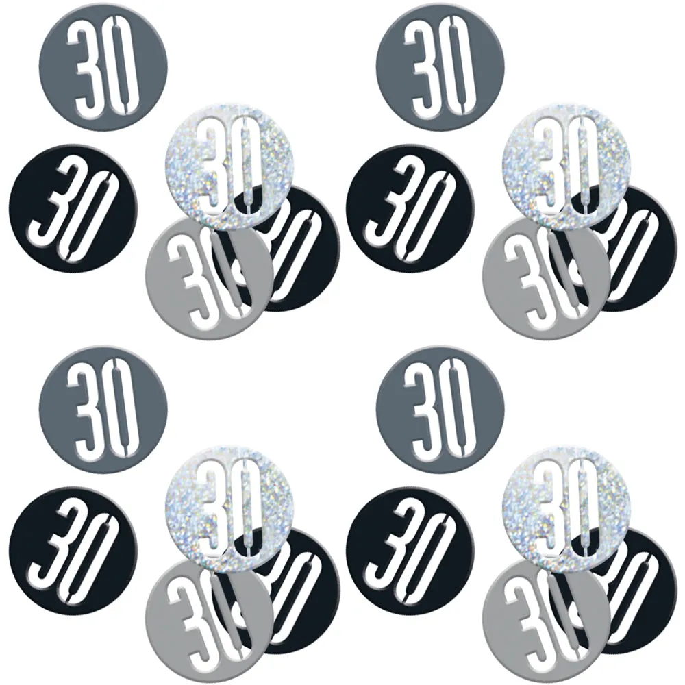 Birthday Glitz Black & Silver 30th Confetti - 14g