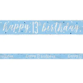 Birthday Glitz Blue Happy 13th Birthday Foil Banner - 2.7m