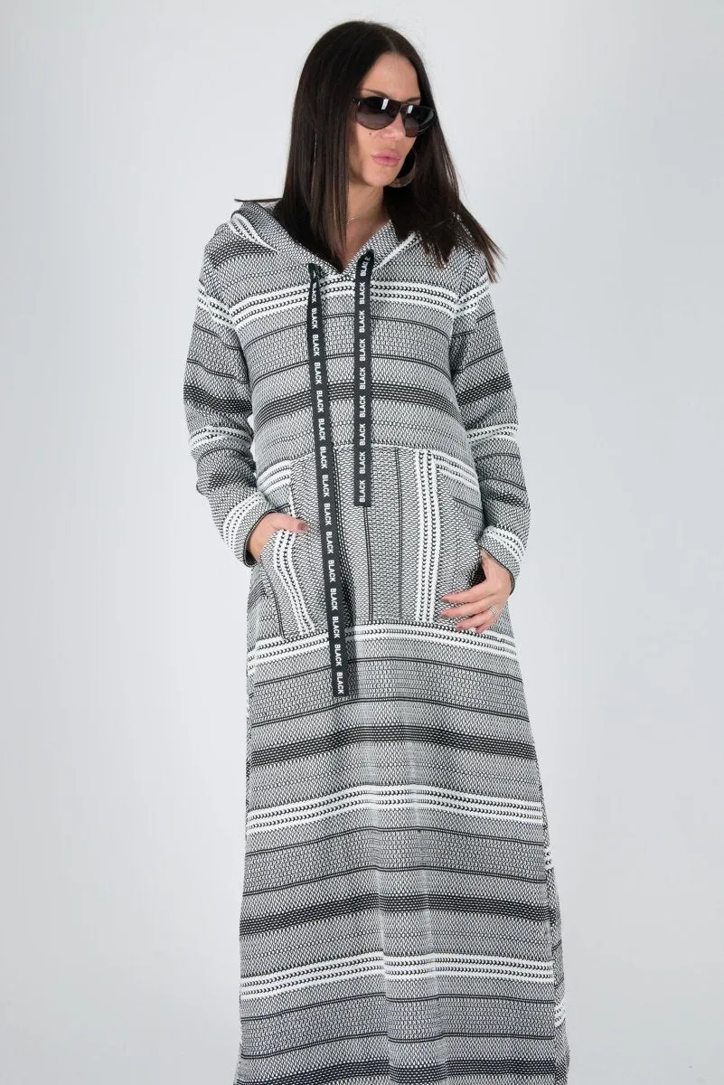 Black and White Hooded Dress ROSENA