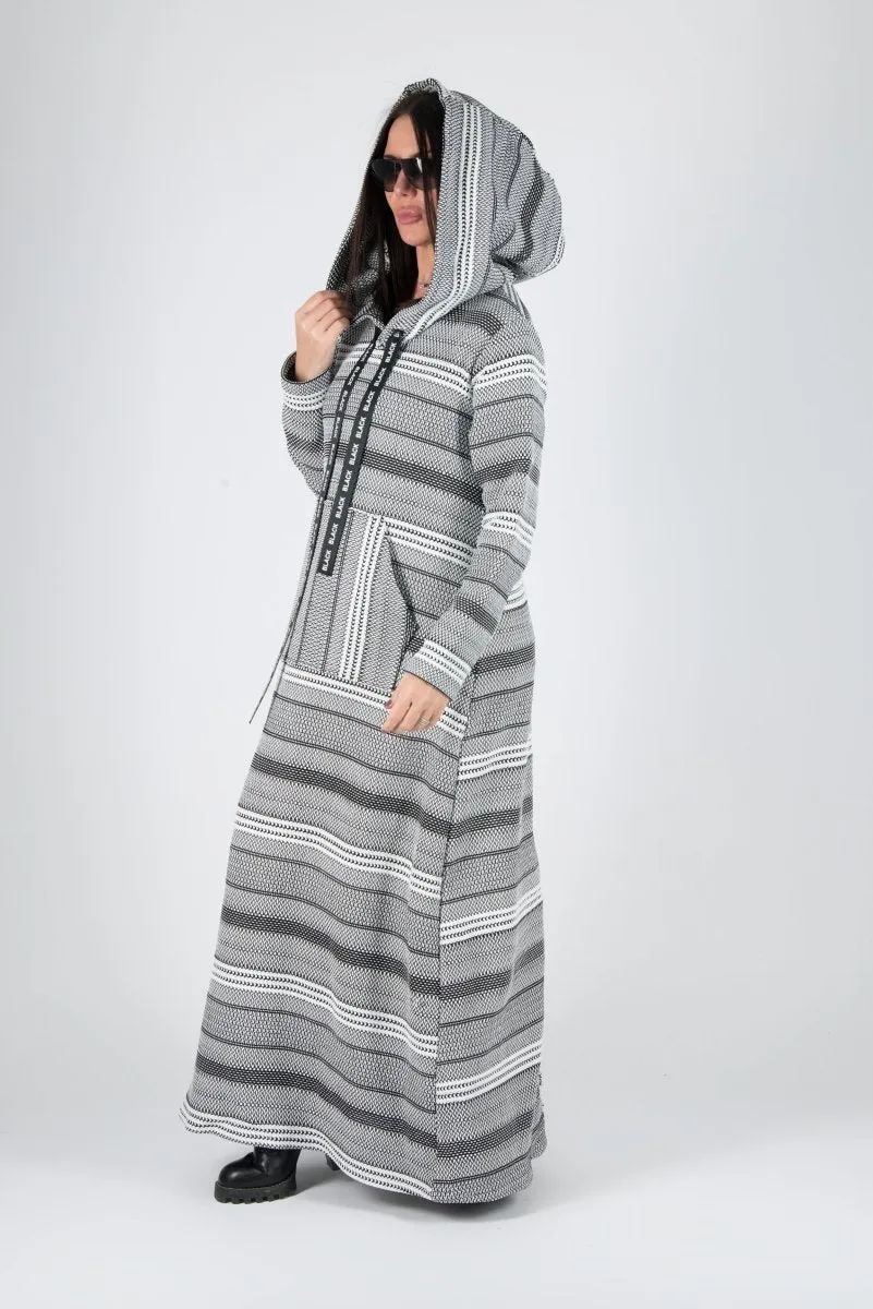 Black and White Hooded Dress ROSENA