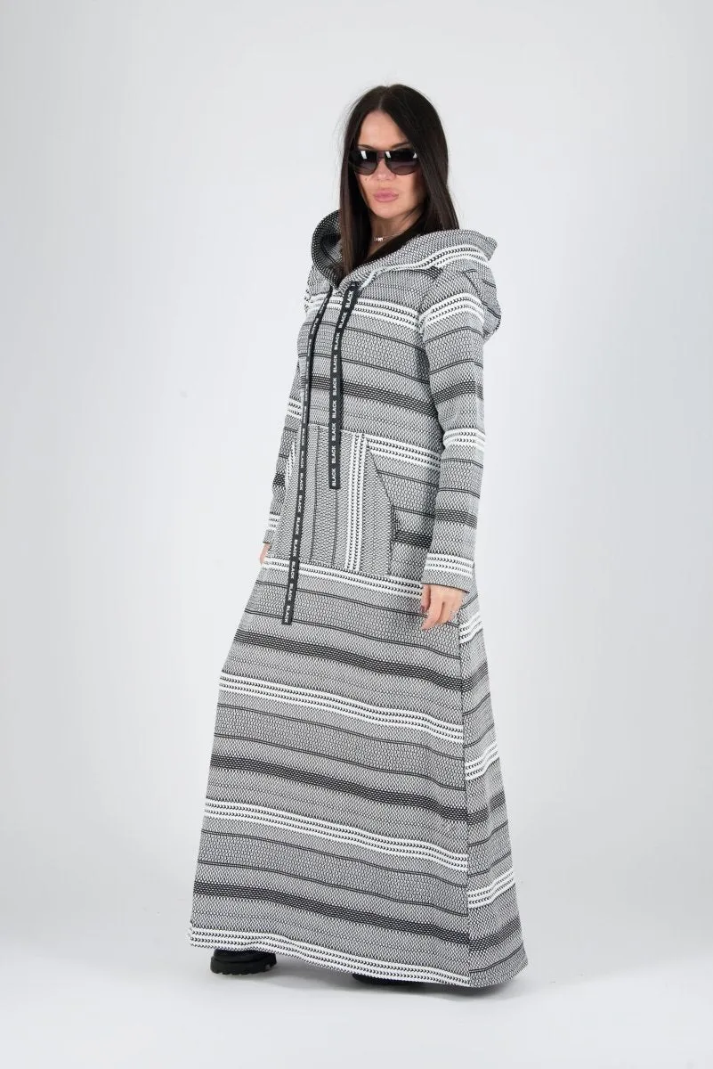 Black and White Hooded Dress ROSENA