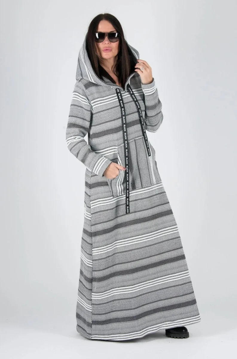 Black and White Hooded Dress ROSENA