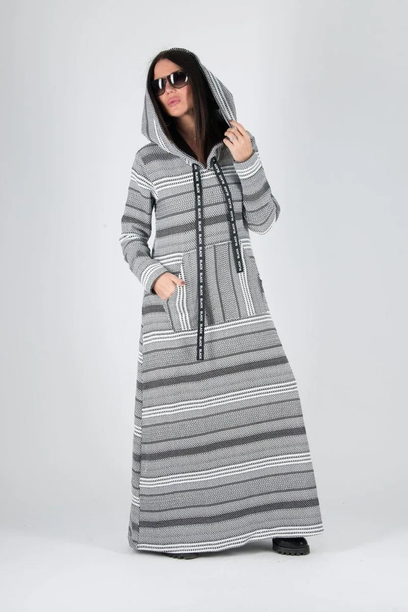 Black and White Hooded Dress ROSENA