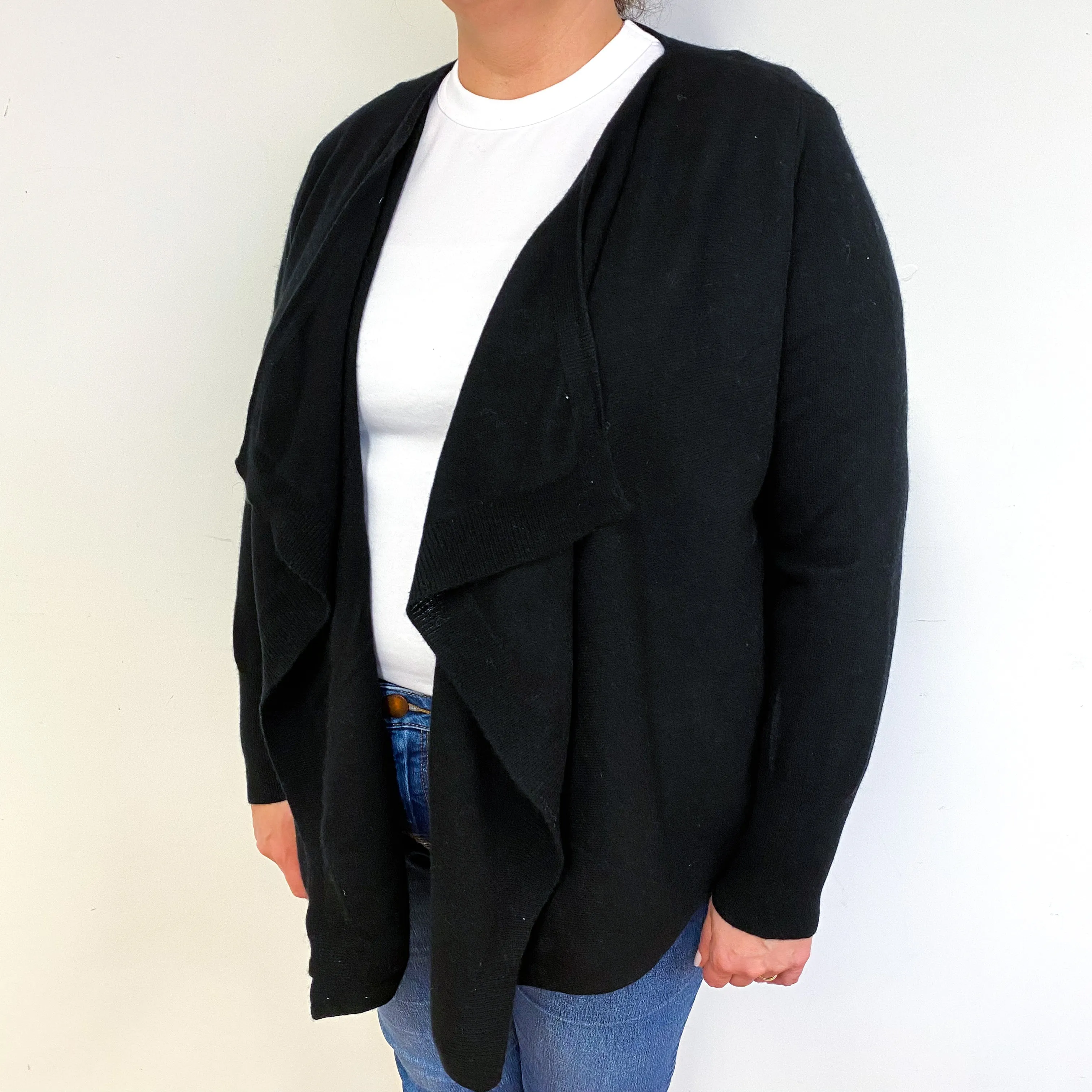 Black Cashmere Waterfall Cardigan Extra Large