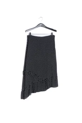 black polkadot-print midi skirt