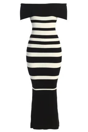 Black/Ivory Striped Custom  Maxi Dress