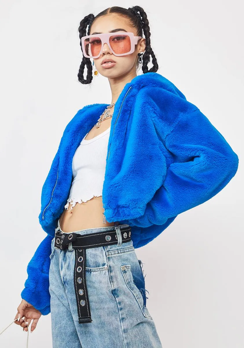 Blue Harrie Faux Fur Jacket