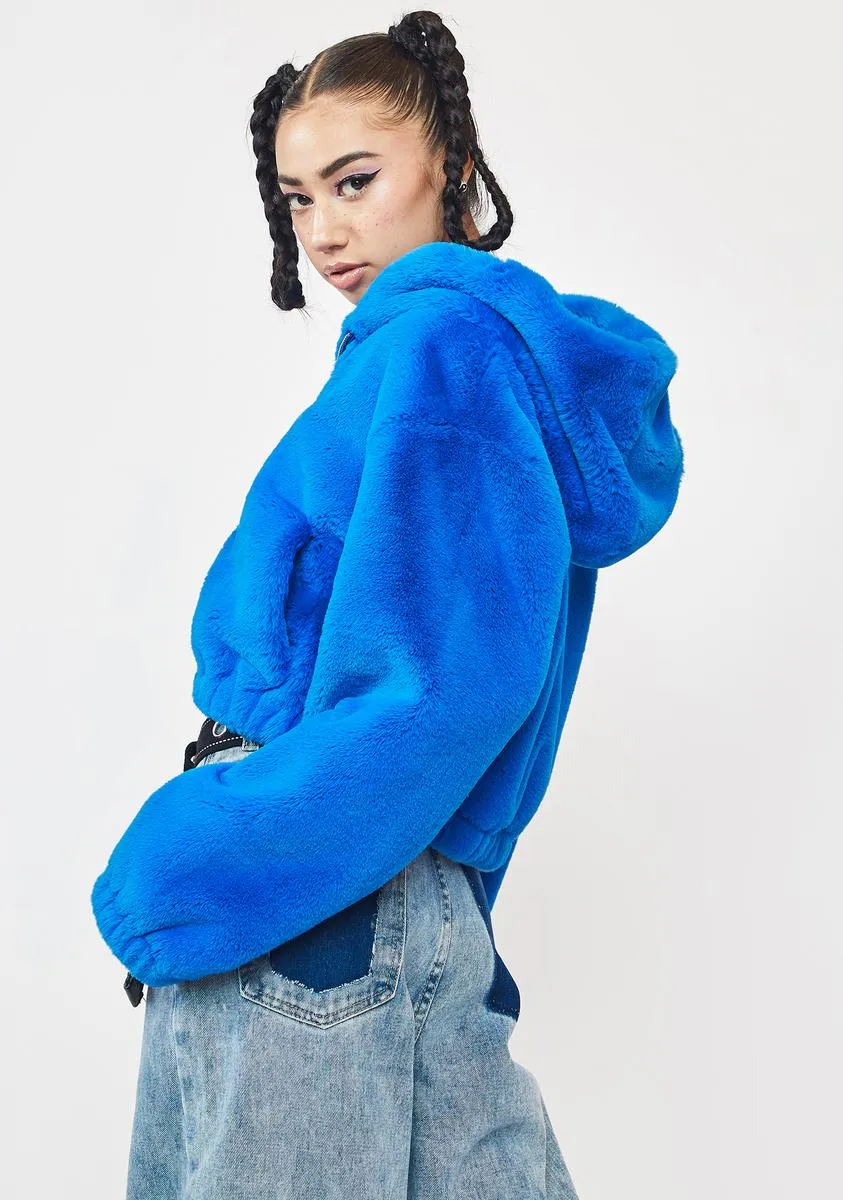 Blue Harrie Faux Fur Jacket